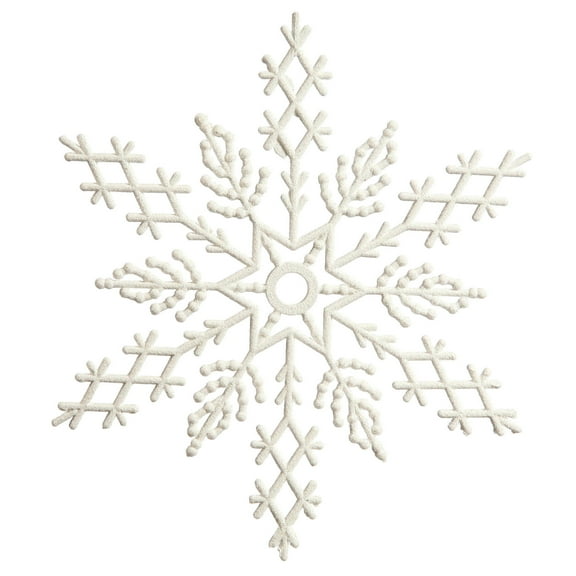 Vickerman 8" White Glitter Snowflake Christmas Ornament, 12 per Box