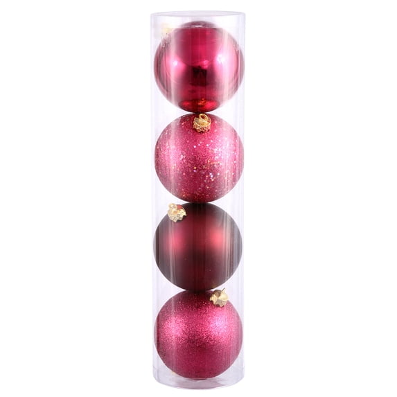 Vickerman 8" Wine 4-Finish Ball Ornament Assortment, 4 per Bag