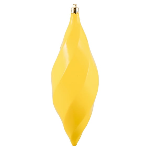Vickerman 8" Yellow Shiny Swirl Finial Ornament, Pack of 6