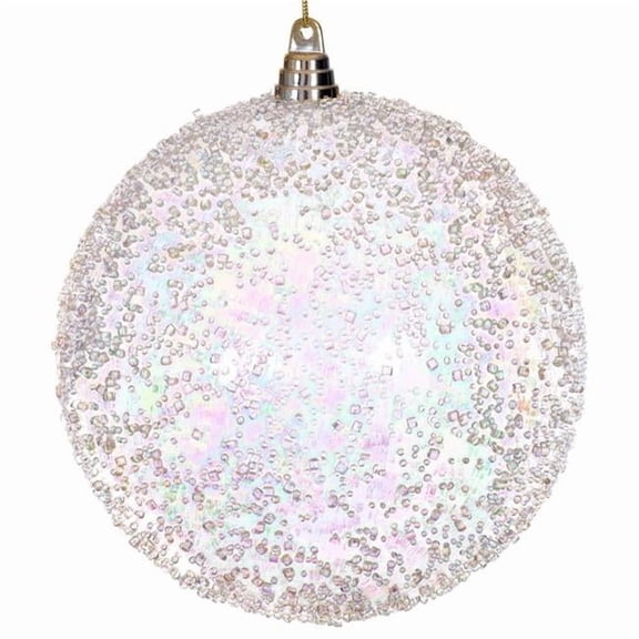Vickerman MC250938W 8 in. Champagne Iridescent Bead Ball Ornament