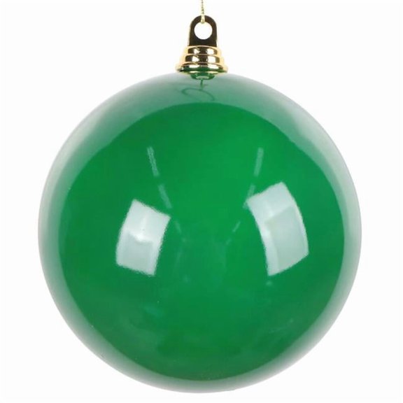 Vickerman MT250804W 8 in. Enamel Ball Ornament, Green - 2 per Bag