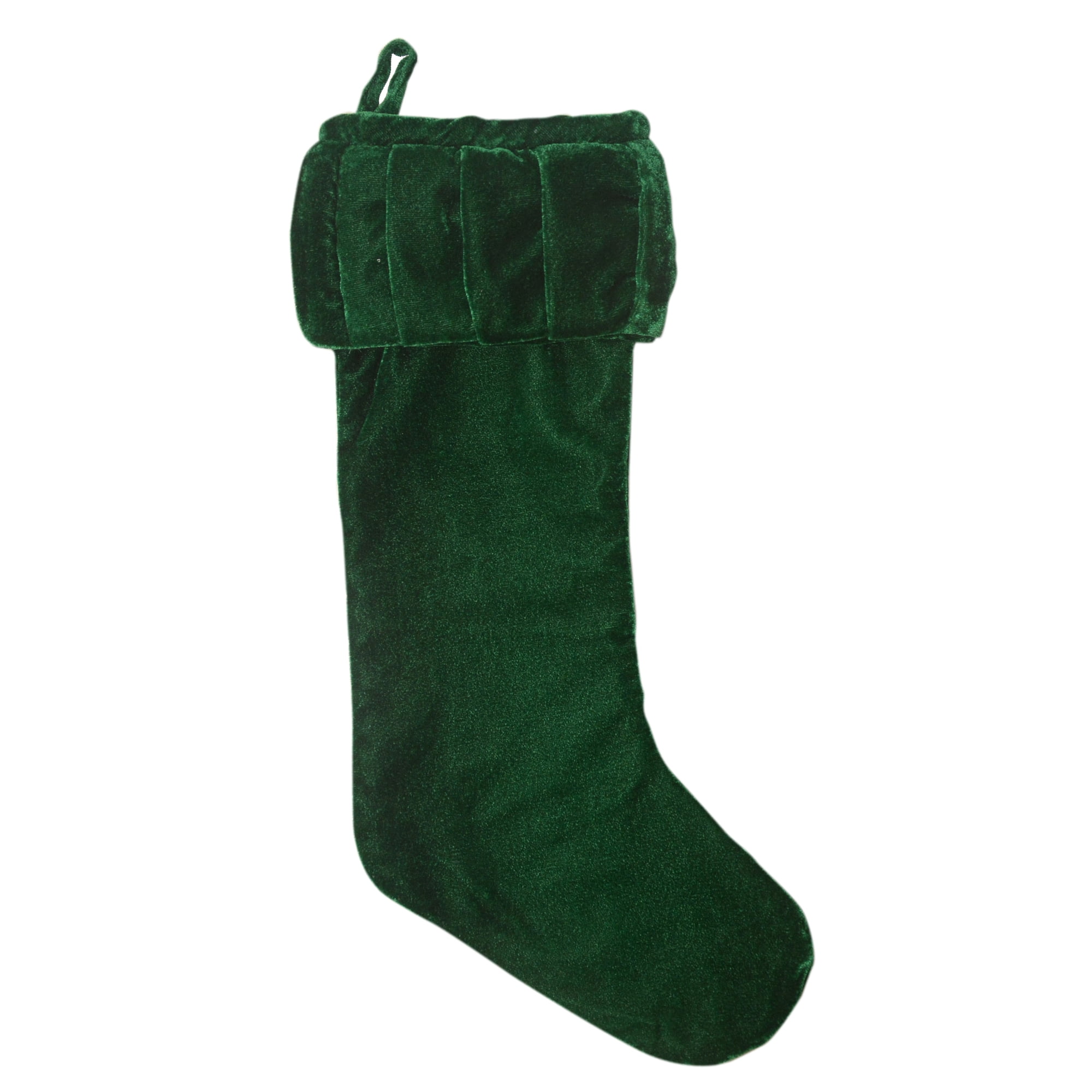 Vickerman 8" x 19" Plush Emerald Green Velvet Christmas Stocking. Fully