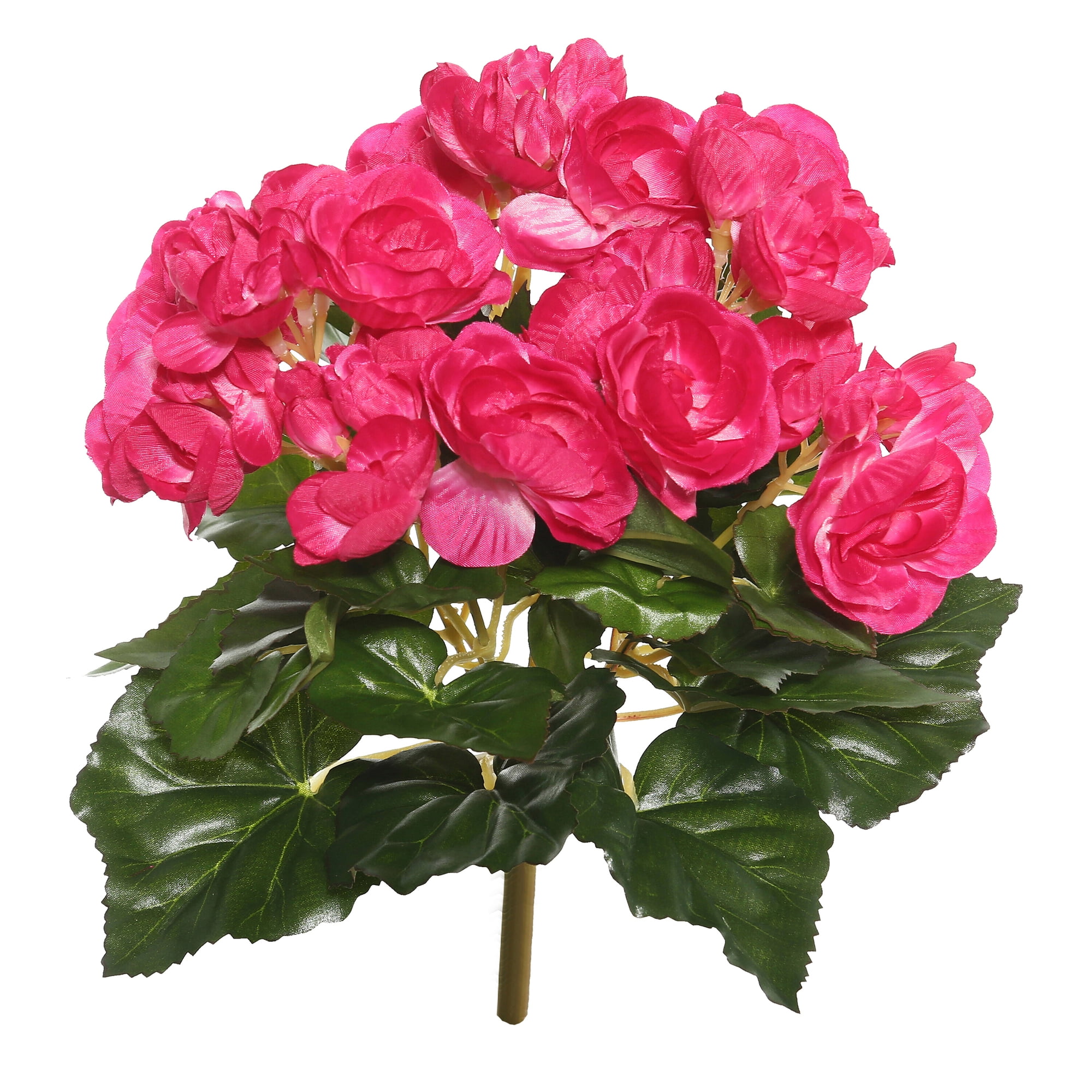 Lifelike Hot Pink Begonia Bush in Polyester 9.5"