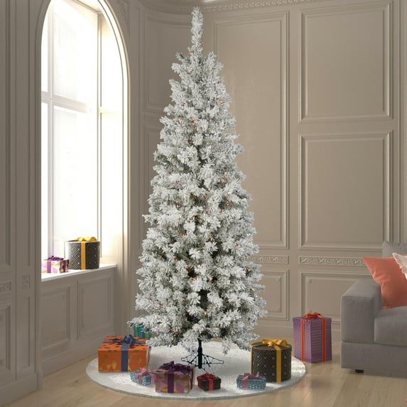 Vickerman 9.5' Flocked Pacific Artificial Christmas Tree, Multi-Colored LED Lights