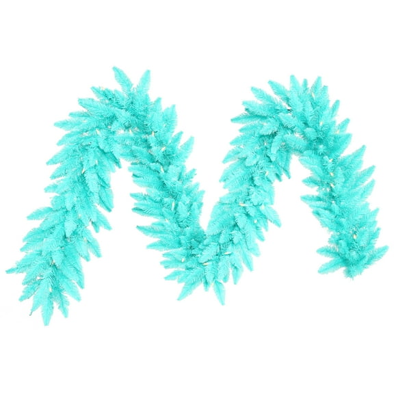Vickerman 9' Aqua Artificial Christmas Garland with Aqua Dura-Lit LED lights.