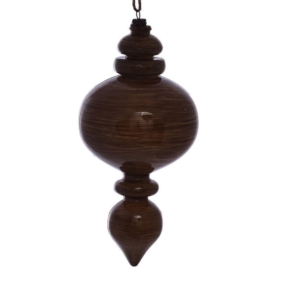 Vickerman 9" Brown Wood Grain Rounded Finial Ornament, Pack of 3