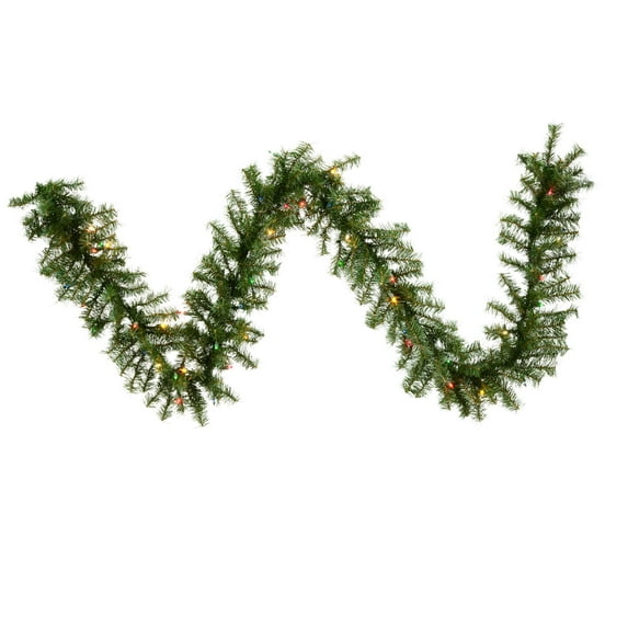 Vickerman 9' Canadian Pine Artificial Christmas Garland, Multi-Colored Incandescent Mini Lights