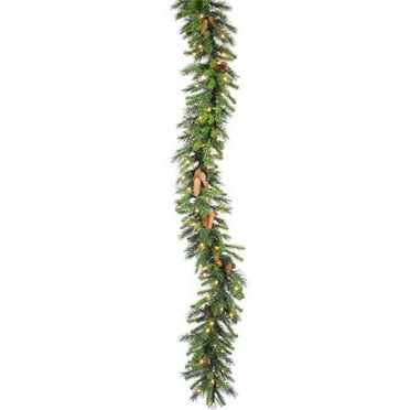Vickerman 9' Cheyenne Artificial Christmas Garland, Warm White LED Lights, PVC