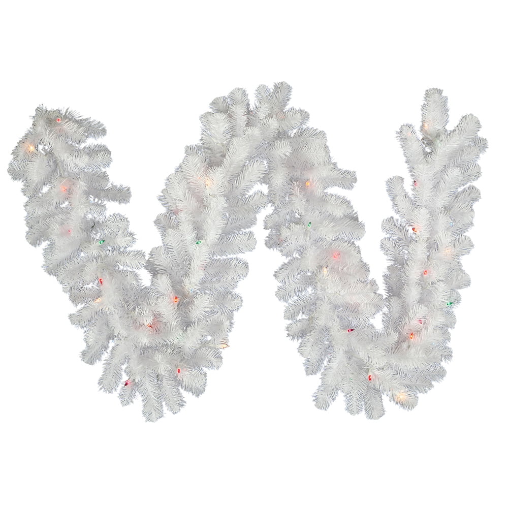Vickerman 9'x16" Multi-Color LED Spruce Artificial Christmas Garland in White
