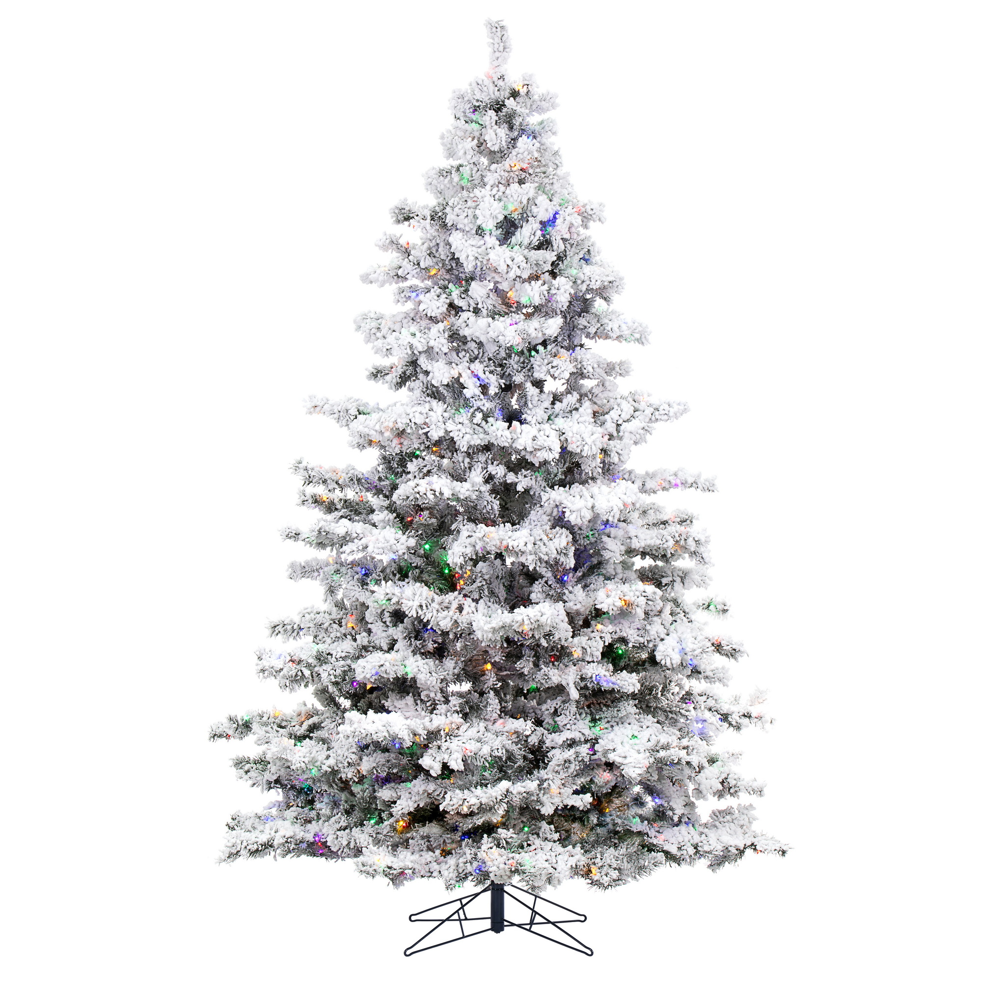 Vickerman 9' Flocked Alaskan Pine Artificial Christmas Tree with 1200 MultiColored LED Lights