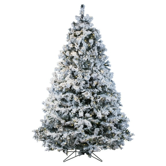 Vickerman 9' Flocked Alaskan Pine Artificial Christmas Tree with 1200 Warm White LED Lights
