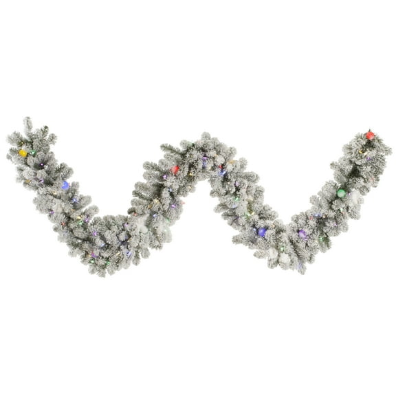 Vickerman 9' Flocked Kodiak Spruce Artificial Christmas Garland, Multi-Colored LED Lights