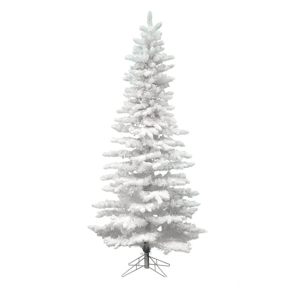 Vickerman 9' Flocked White Slim Artificial Christmas Tree, Unlit