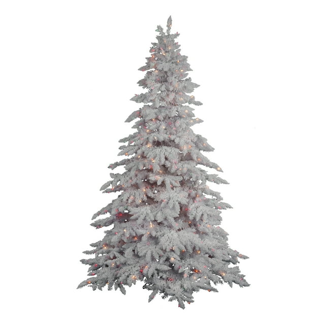 Vickerman 9' Flocked White Spruce Artificial Christmas Tree, Multi