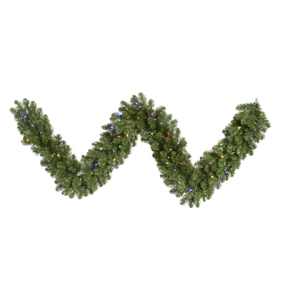 Vickerman 9' Grand Teton Artificial Christmas Garland, Multi-colored LED Lights - Faux Chistmas Garland - Indoor Seasonal Home Decor