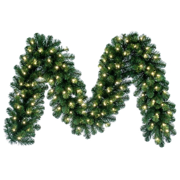 Vickerman 9' Grand Teton Artificial Christmas Garland, Warm White LED Mini Lights