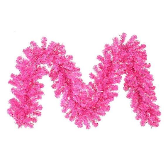 Vickerman 9' Hot Pink Artificial Christmas Garland, Pink Dura-lit LED Mini Lights