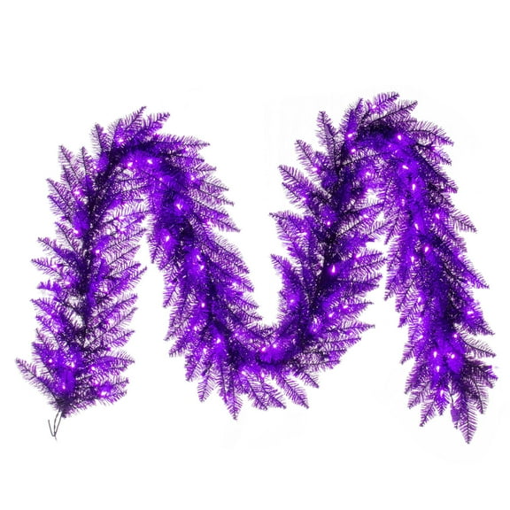 Vickerman 9' Purple Artificial Christmas Garland, Purple Dura-Lit LED lights.