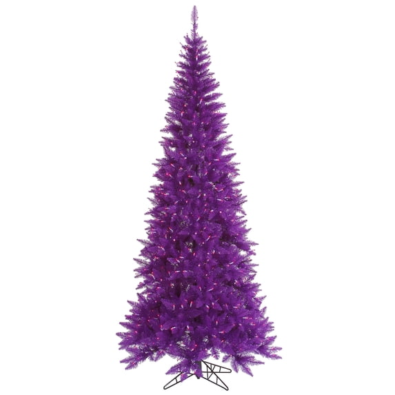 Vickerman 9' Purple Fir Slim Artificial Christmas Tree, Purple Dura-lit LED Lights