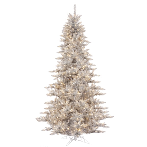 Vickerman 9' Silver Tinsel Fir Artificial Christmas Tree, Warm White Dura-lit LED Lights