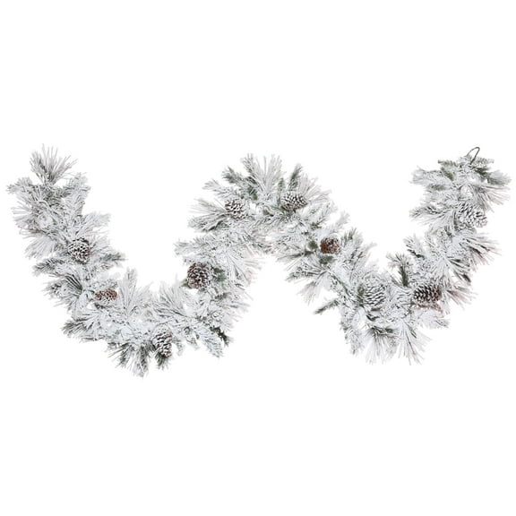 Vickerman 9' x 14" Flocked Atka Artificial Christmas Garland, Unlit