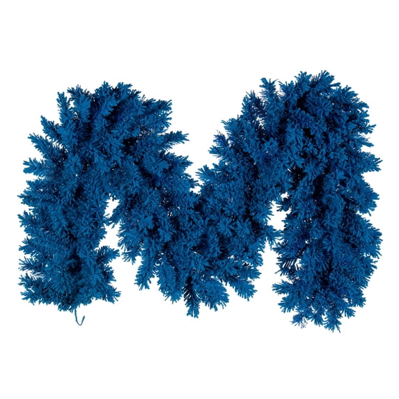 Vickerman 9' x 14" Flocked Turquoise Fir Artificial Garland, Unlit.