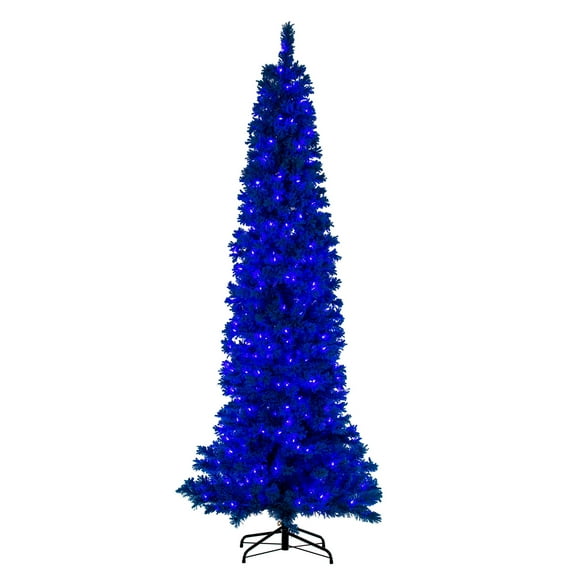 Vickerman 9' x 43" Flocked Turquoise Fir Artificial Pre-lit Christmas Tree, Turquoise LED Lights.
