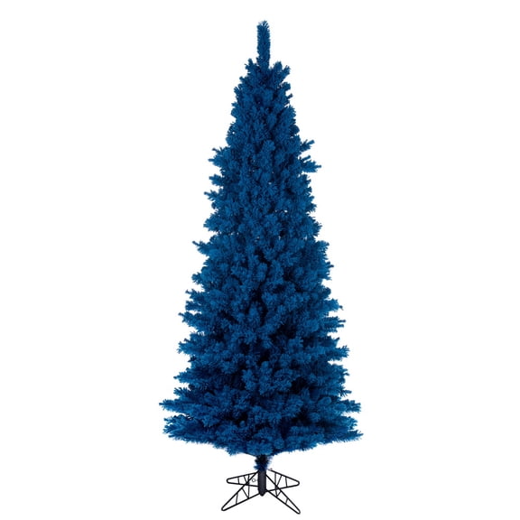 Vickerman 9' x 46" Flocked Turquoise Fir Artificial Unlit Slim Christmas Tree.