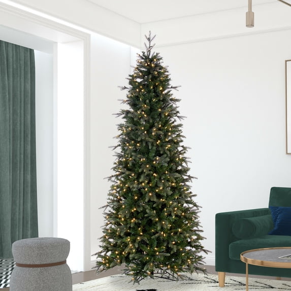 Vickerman 9' x 50" Douglas Fir Artificial Slim Christmas Tree with Warm White LED Lights.