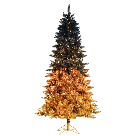 Vickerman 9' x 57" Black Gold EZ Artificial Christmas Tree, Clear Dura-lit Incandescent Lights