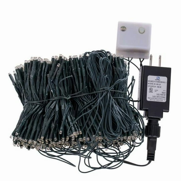 Vickerman X24G531 960 Light LED Warm White 10 ft. Length Green Wire Cluster Icicle Light Set