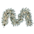 thumbnail image 1 of Vickerman A895218LED 9 ft. x 18 in. Flocked Utica Fir Artificial Pre-Lit Garland with 150 Warm White LED Mini Lights & 270 Realistic Flocked PVC Tips - White, 1 of 1