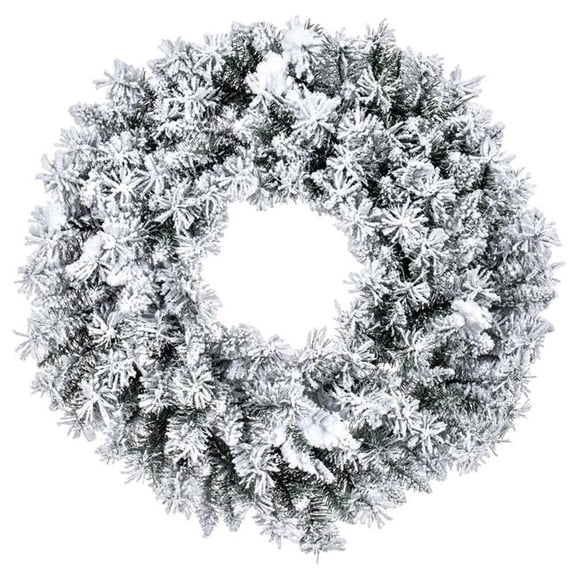 Vickerman A895230 30 in. Flocked Utica Fir Artificial Unlit Wreath with 170 Realistic Flocked PVC Tips - White