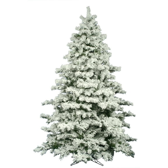 Vickerman Artificial 10' x 82" Indoor Flocked Alaskan Pine Christmas Tree - Unlit - 2883 PVC Tips - Seasonal Indoor Home Decor