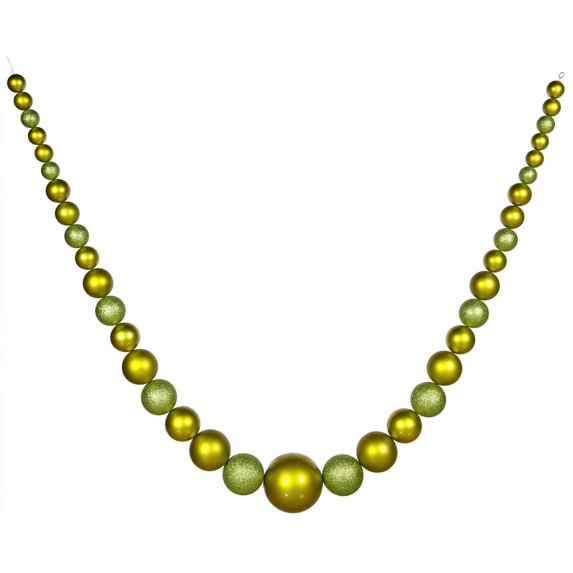Vickerman Artificial Christmas Shatterproof Ball Garland - 11' - Kiwi Green - Unlit