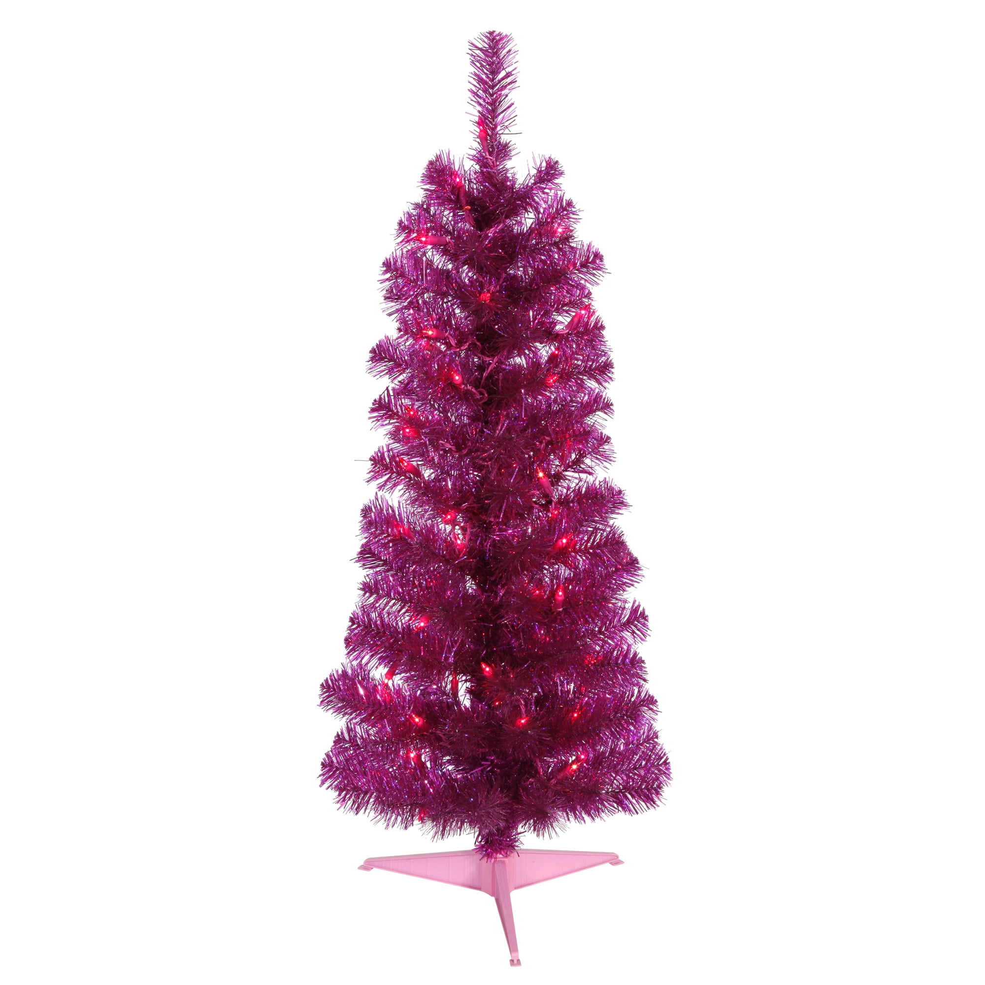 Vickerman Artificial Christmas Tree 3' x 14" Fuchsia Pencil Duralit