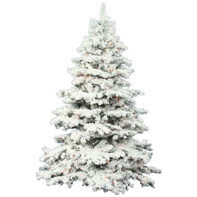 Vickerman Artificial Christmas Tree 7.5' x 68" Flocked Alaskan Dura-Lit 900 Clear Lights / 2)ctn
