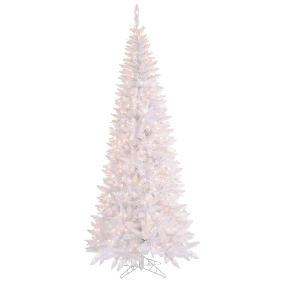 Vickerman 7.5' White Fir Slim Artificial Christmas Tree, Warm White Dura-lit LED Lights