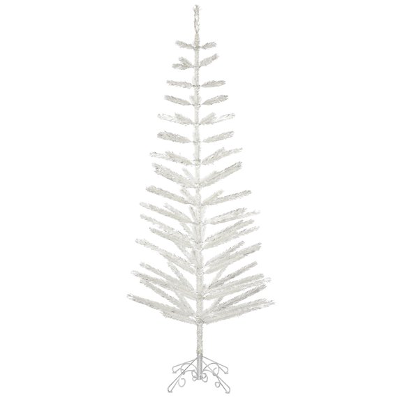 Vickerman Artificial Christmas Tree 7' x 30" Silver Feather Tree 90 Tips
