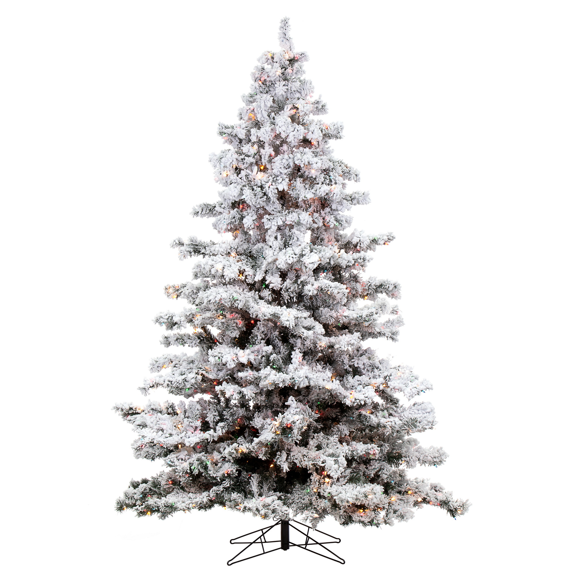 Vickerman Artificial Christmas Tree 9' x 73" Flocked Alaskan Dura-Lit 1200 Multi-color Lights / 2)ctn - image 1 of 8