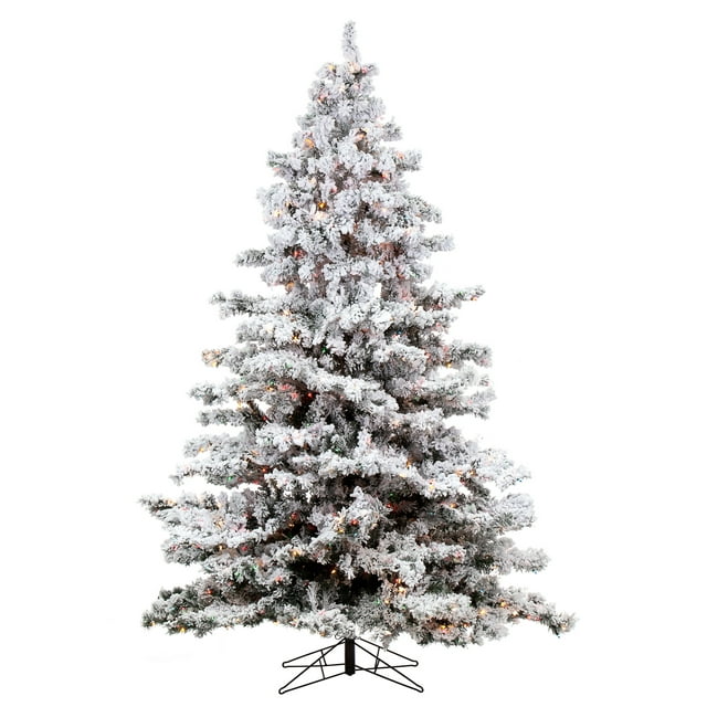 Vickerman Artificial Christmas Tree 9' x 73" Flocked Alaskan Dura-Lit 1200 Multi-color Lights / 2)ctn