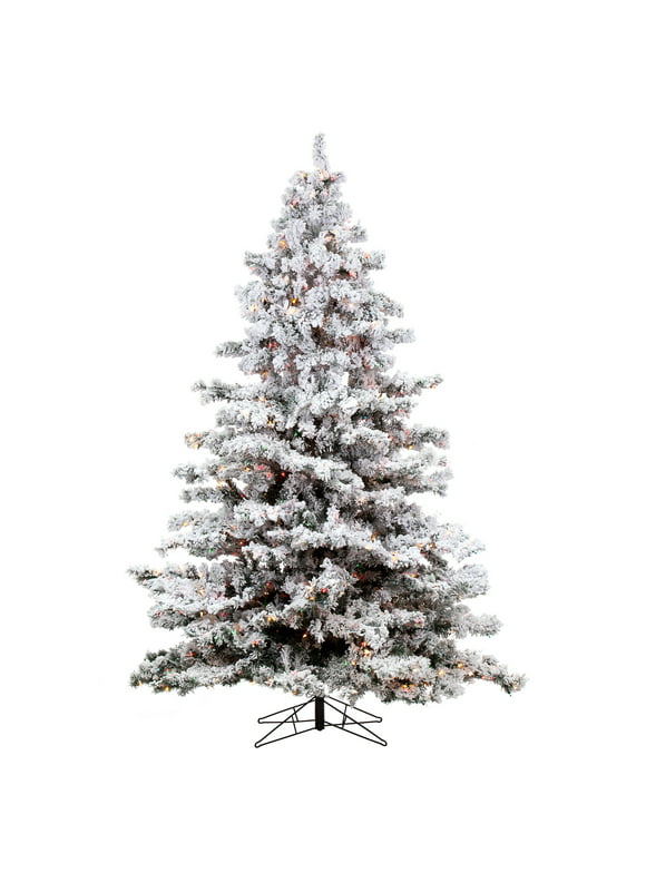 Vickerman Artificial Christmas Tree 9' x 73" Flocked Alaskan Dura-Lit 1200 Multi-color Lights / 2)ctn