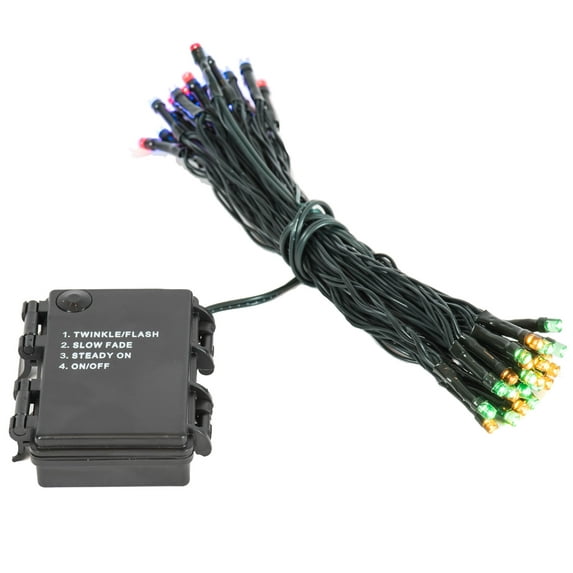 Vickerman Battery Operated Multi-colored LED Outdoor 50 Light Set, Automatic On-Off Timer.