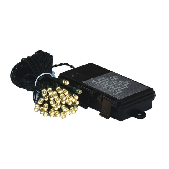 Vickerman Battery Operated Warm White LED Outdoor 50 Light Set, Automatic On-Off Timer.
