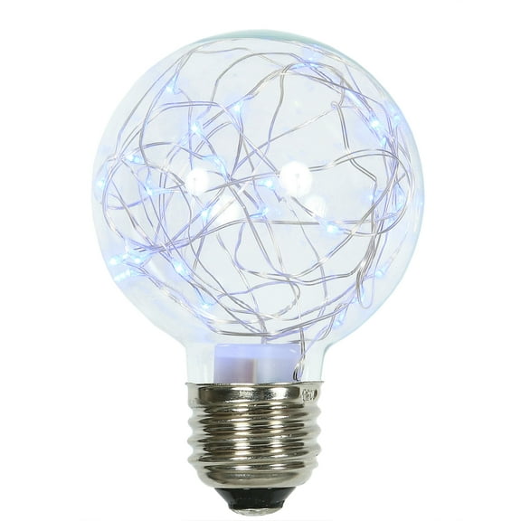 Vickerman Blue LED Twinkle Glass G95 Fairy Light Christmas Bulb