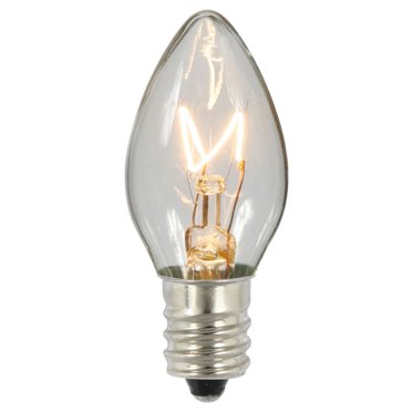 130V 7 watt E12 Base C7 Transparent Pink Replacement Bulb with E12 Base ...