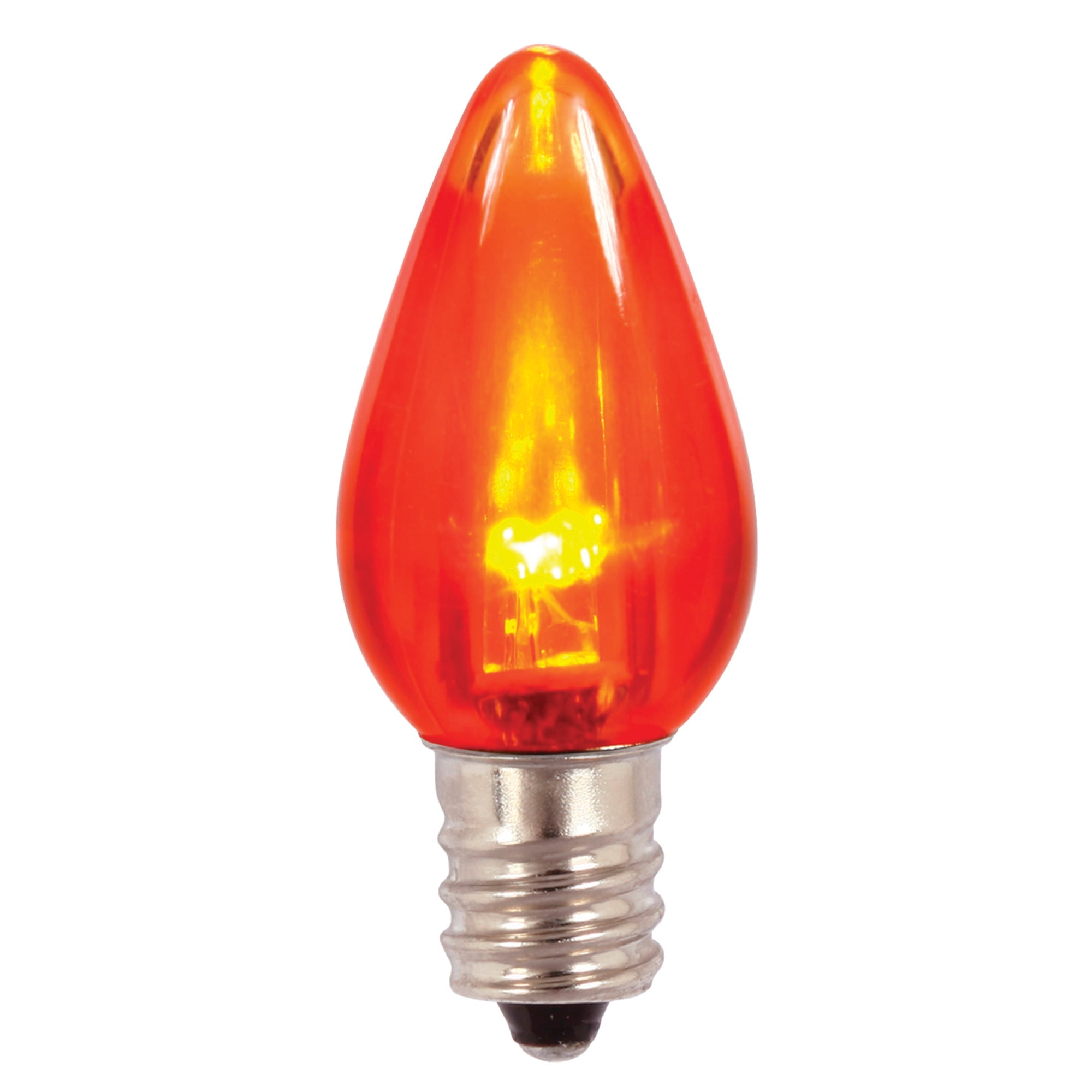 Vickerman C7 Transparent Plastic LED Orange Dimmable Bulb, E12 Nickel Base, 25 per bag