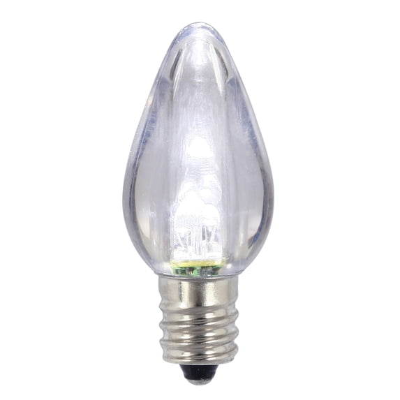 Vickerman C7 Transparent Plastic LED Pure White Dimmable Bulb, E12 Nickel Base, 25 per Pack.
