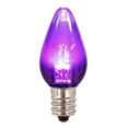 thumbnail image 1 of Vickerman C7 Transparent Plastic LED Purple Dimmable Bulb, E12 Nickel Base, 25 per bag, 1 of 3