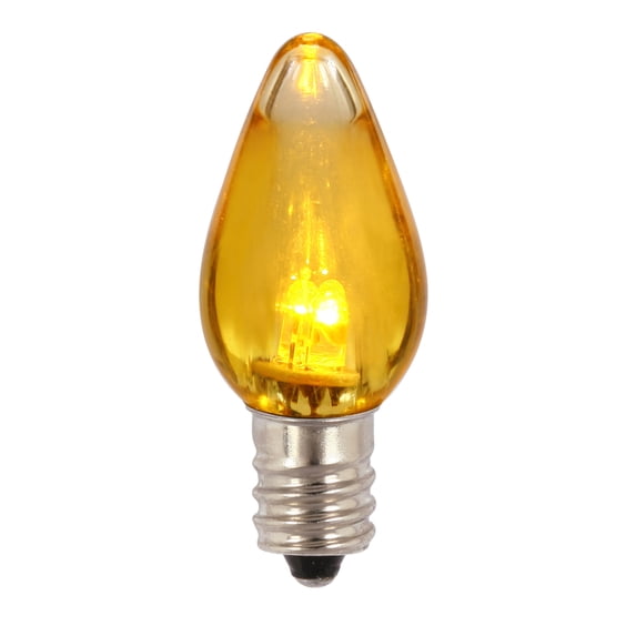 Vickerman C7 Transparent Plastic LED Yellow Dimmable Bulb, E12 Nickel Base, 25 per bag